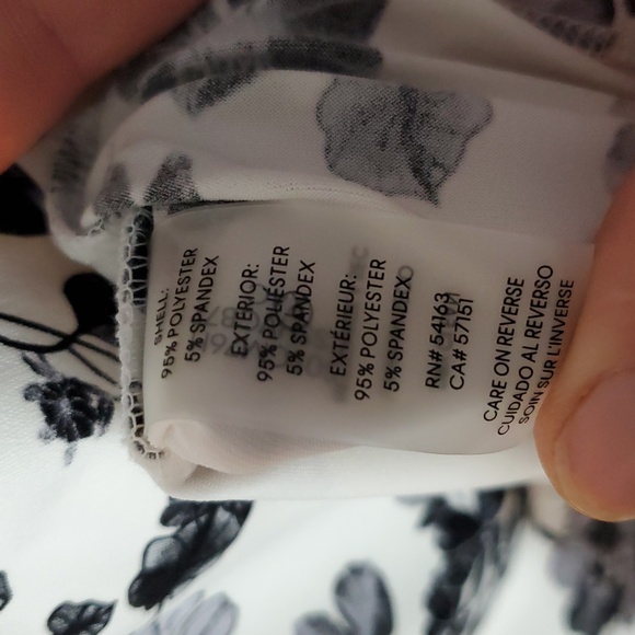 Calvin Klein Black Floral Print Blouse - White Large Sleevless - Picture 5 of 8